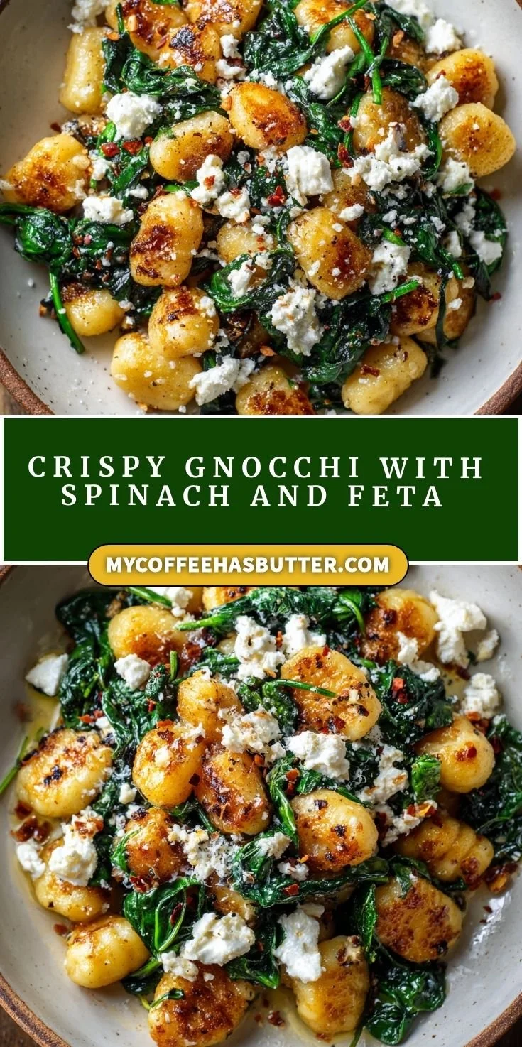 Creamy gnocchi dish with spinach and feta cheese
